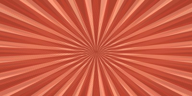 Comic book pop art strip radial on light red background