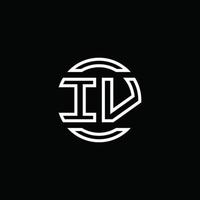 Monograma de logotipo iv con plantilla de diseño redondeado de círculo de espacio negativo vector