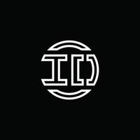 IO logo monogram with negative space circle rounded design template vector