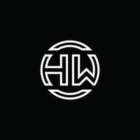 Monograma del logotipo de hw con plantilla de diseño redondeado de círculo de espacio negativo vector