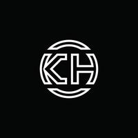 KH logo monogram with negative space circle rounded design template vector