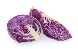 Purple cabbage slice on white background photo