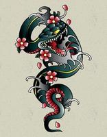 tatuaje de serpiente de japón vector