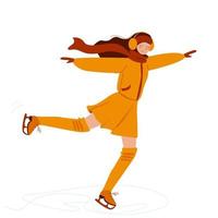Girl skating in warm clothes vector