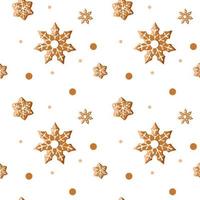 Delicious gingerbread pattern in the shape of snowflakes vector