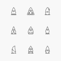vector de icono de gnomo de la colección de cuento de hadas. Ilustración de vector mínimo de iconos de gnomo de línea delgada.