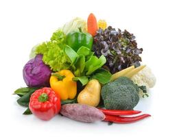 vegetables and fruits on white background photo