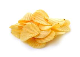 Potato chips on white background photo