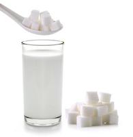 glass of milk  with sugar on a white background photo