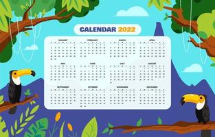 Calendar of Year 2022 Jungle Concept vector