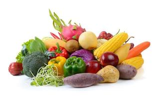 vegetables and fruits on white background photo