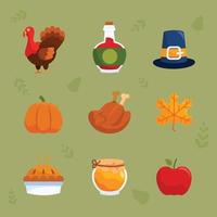 Set of Icons for Thanksgiving Day vector