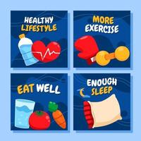 Healthy Lifestyle for New Year Social Media Posts vector