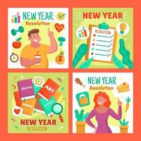 New Year Resolution Social Media Posts vector