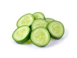 Fresh slice cucumber on white background photo