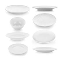 set of plate and bowl on white background photo