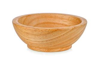 vintage wood bowl on white background photo