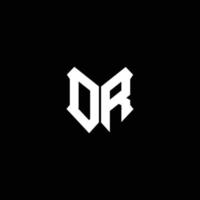dr logo monograma con plantilla de diseño de forma de escudo vector