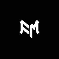 monograma del logotipo de fm con plantilla de diseño de forma de escudo vector