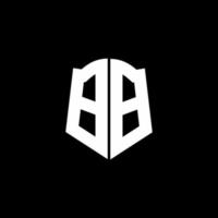 Cinta de logotipo de letra BB monograma con estilo de escudo aislado sobre fondo negro vector