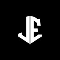 Cinta del logotipo de la letra del monograma de je con el estilo del escudo aislado en fondo negro vector