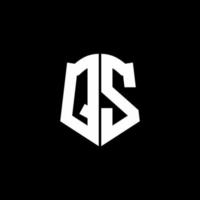 Cinta del logotipo de la letra del monograma de qs con el estilo del escudo aislado en fondo negro vector