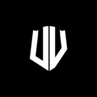 Cinta del logotipo de la letra del monograma uv con estilo de escudo aislado sobre fondo negro vector