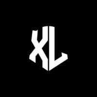 Cinta del logotipo de la letra del monograma xl con el estilo del escudo aislado en fondo negro vector