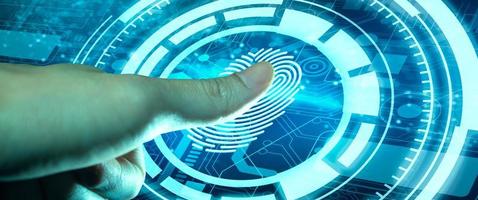 Authentication by Fingerprint recognition. Biometric. Security system. photo