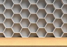 Abstract futuristic wood floor and hexagons background, 3D rendering photo