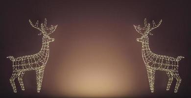 Luminous garland in shape of deer on bright magenta Christmas background. 3d rendering illustration. photo