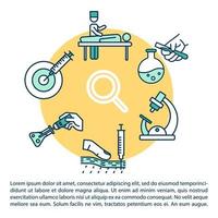 Oncology research concept icon with text. Laboratory examinations. Cancer diagnostic. Scientific tests. PPT page vector template. Brochure, magazine, booklet design element with linear illustrations