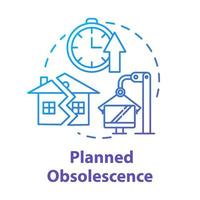 Planned obsolescence concept icon. Products with limited period of use. Unendurable technology. Overconsumption idea thin line illustration. Vector isolated outline RGB color drawing