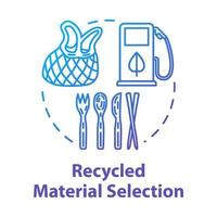 Recycled material selection concept icon. Environment protection. Garbage disposal and reuse. Natural resource. Eco products idea thin line illustration. Vector isolated outline RGB color drawing