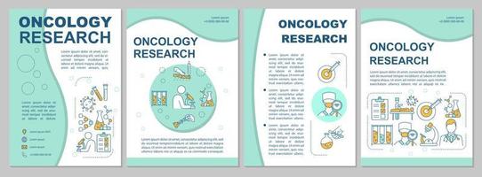 Plantilla de folleto de investigación en oncología. folleto, folleto, impresión de folletos, diseño de portada con iconos lineales. exámenes de laboratorio de cáncer. diseños vectoriales para revistas, informes anuales, carteles publicitarios vector