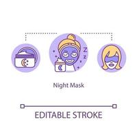 Night mask concept icon. Sleeping cream. Rest and relaxation. Skincare treatment. Nighttime routine idea thin line illustration. Vector isolated outline RGB color drawing. Editable stroke