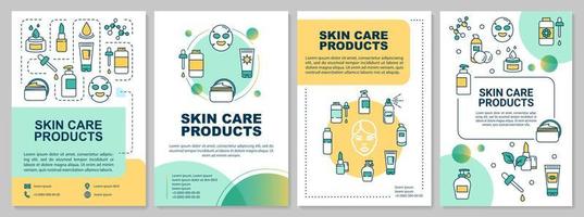 Skin care products, creams and masks brochure template. Flyer, booklet, leaflet print, cover design with linear icons. Vector layouts for magazines, annual reports, advertising posters