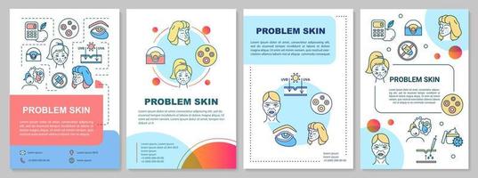 Problem skin, acne and pigmentation brochure template. Flyer, booklet, leaflet print, cover design with linear icons. Vector layouts for magazines, annual reports, advertising posters