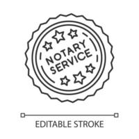 Notary services stamp mark pixel perfect linear icon. Notarization. Authentification. Validation. Thin line customizable illustration. Contour symbol. Vector isolated outline drawing. Editable stroke