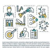 Oncology research concept icon with text. Cancer diagnostic. Laboratory examinations. Scientific tests. PPT page vector template. Brochure, magazine, booklet design element with linear illustrations