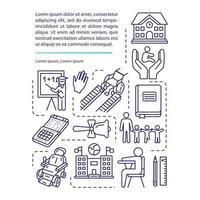 icono del concepto de educación inclusiva con texto. acceso al conocimiento para niños discapacitados. oportunidades iguales. plantilla de vector de página ppt. folleto, revista, elemento de diseño de folleto con ilustraciones lineales