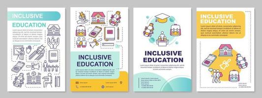 Inclusive education brochure template. Learning program for disabled. Flyer, booklet, leaflet print, cover design with linear icons. Vector layouts for magazines, annual reports, advertising posters