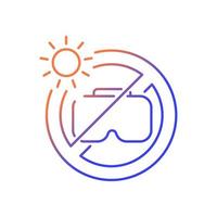 Do not leave in sunlight gradient linear vector manual label icon. Fire damage hazard. Thin line color symbol. Modern style pictogram. Vector isolated outline drawing for product use instructions