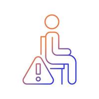 Remain seated gradient linear vector manual label icon. Standing may lead to injuries. Thin line color symbol. Modern style pictogram. Vector isolated outline drawing for product use instructions