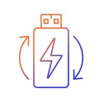 Rechargeable lithium ion battery gradient linear vector manual label icon. Thin line color symbol. Modern style pictogram. Vector isolated outline drawing for product use instructions