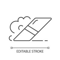 Eraser linear icon. Item for rubbing away pencil marks from paper. Scraping off ink. Thin line customizable illustration. Contour symbol. Vector isolated outline drawing. Editable stroke