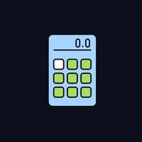 Calculator RGB color icon for dark theme. Portable electronic device. Mathematical calculations. Isolated vector illustration on night mode background. Simple filled line drawing on black