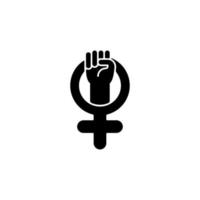 Female symbol black glyph icon. Pride in sisterhood. Clenched fist in venus sign. Self respect. Mental strength. Female power. Silhouette symbol on white space. Vector isolated illustration