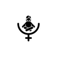 icono de glifo negro de identidad de género femenino. símbolo de venus. terapia feminista. Empoderamiento de las mujeres. movimiento de atención plena. salud mental. símbolo de silueta en el espacio en blanco. vector ilustración aislada