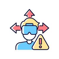 Ensure space around you RGB color manual label icon. Open space for safe vr experience. Remove obstructions. Isolated vector illustration. Simple filled line drawing for product use instructions